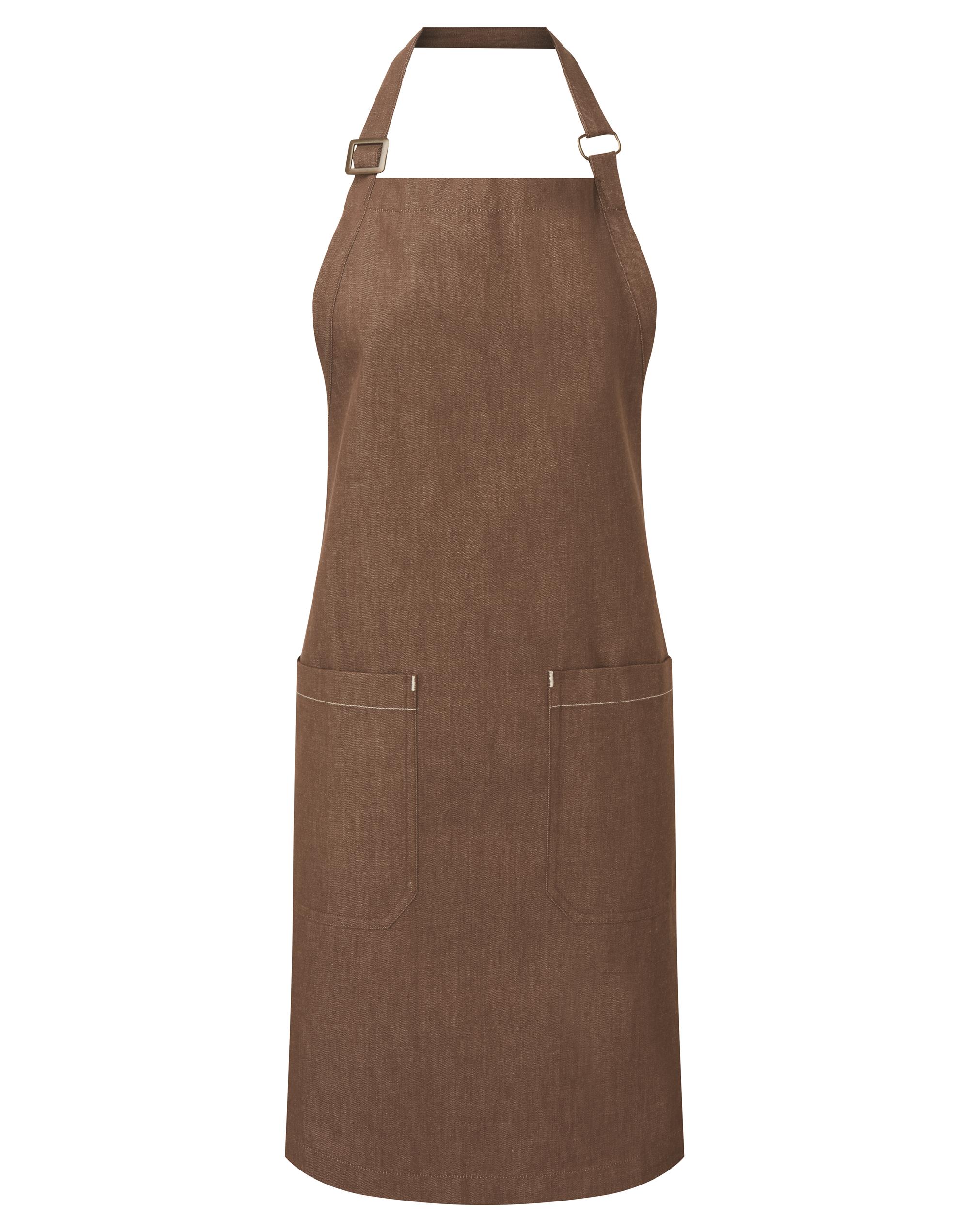 Sustainable denim bib apron 80 x 72 cm Premier® Brown Denim