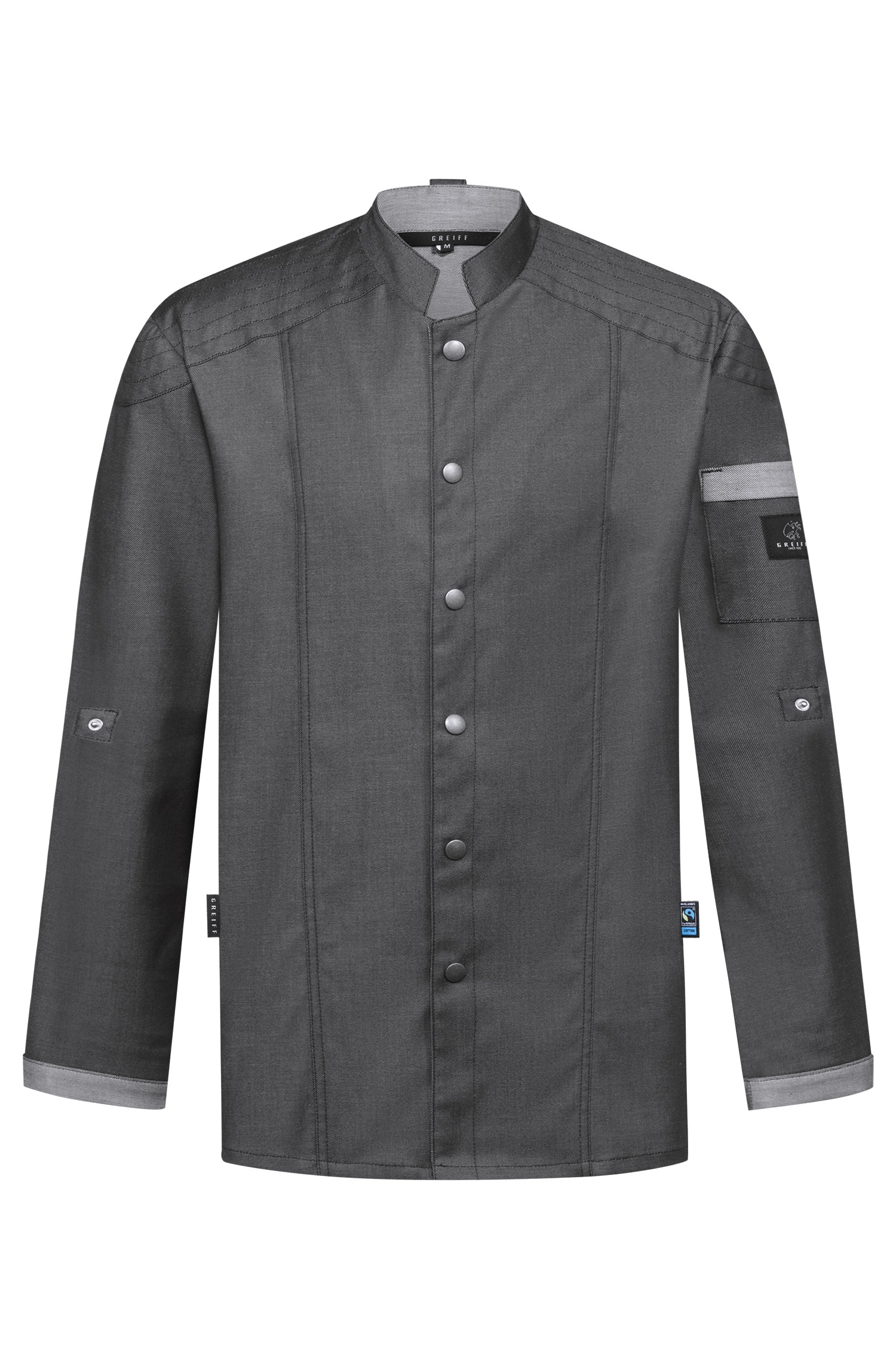 Ladies' stretch biker-style chef's jacket Greiff® denim look anthracite XS