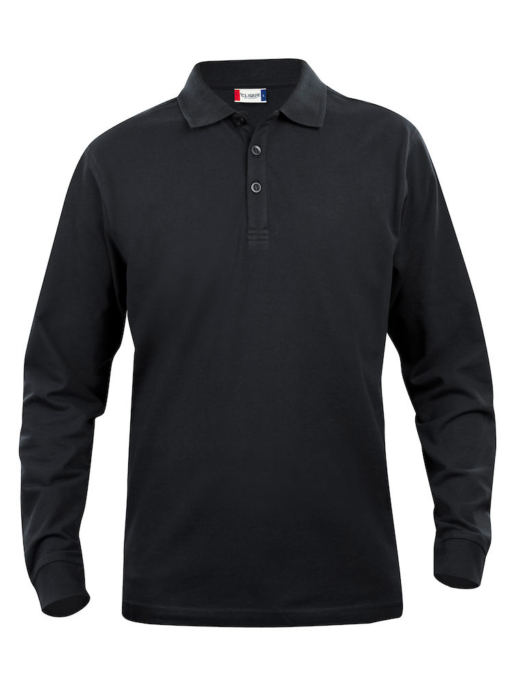 Kinder BASIC Langarm-Poloshirt Clique® Schwarz 160 cm