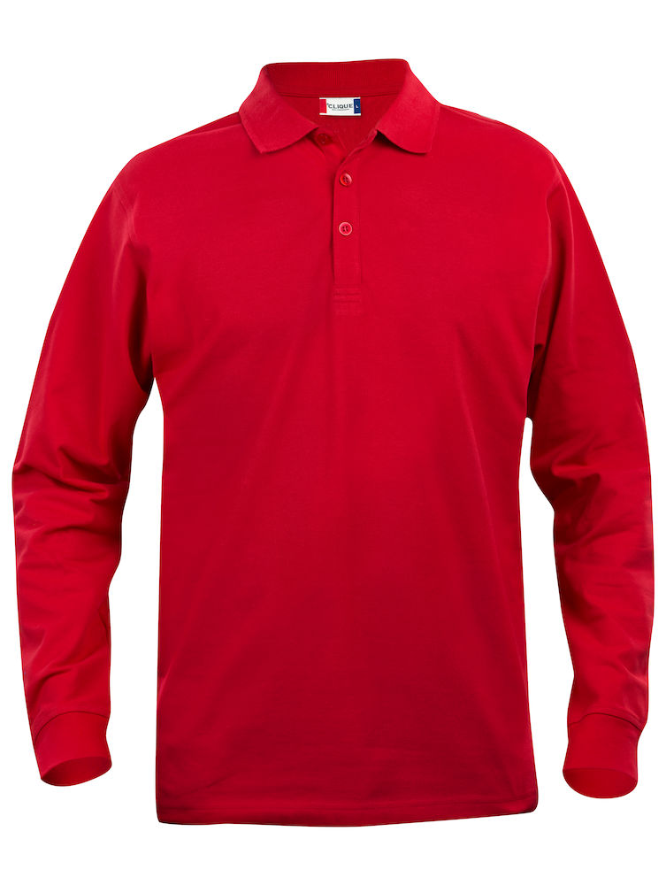 Kinder BASIC Langarm-Poloshirt Clique® Rot 140 cm