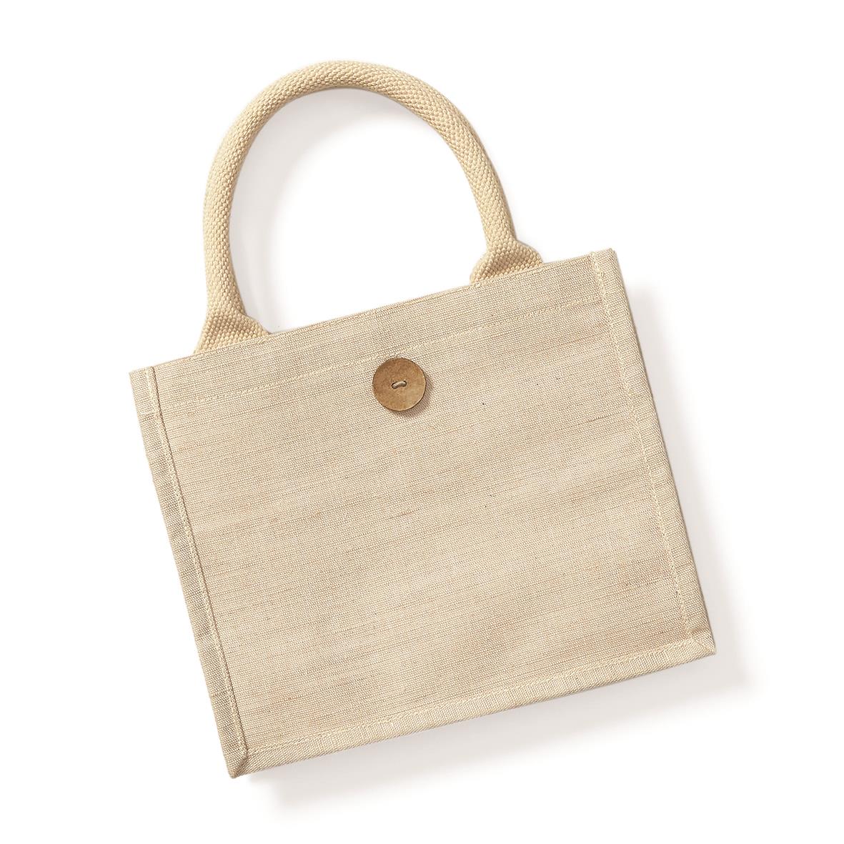 Mini jute bag with cotton 26 x 22 x 14 cm Westford Mill® Natural