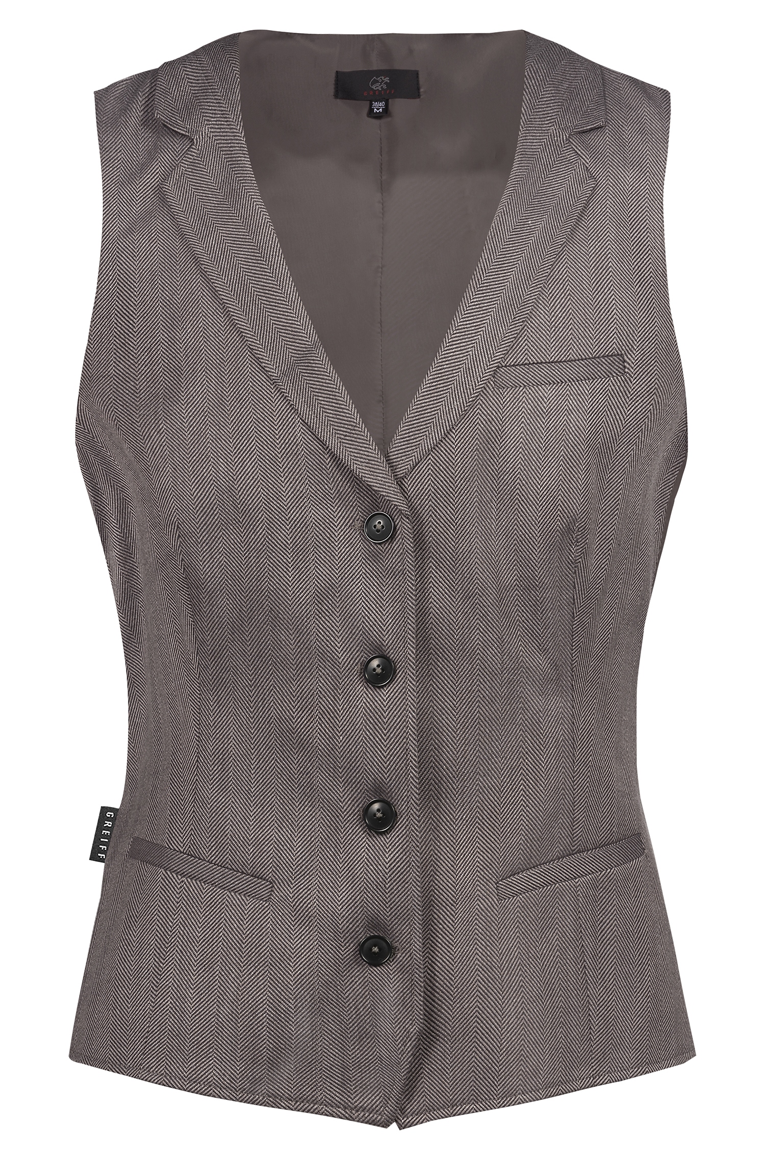 Damen Weste Regular Fit 1715 Greiff® Fischgrät Taupe XXL