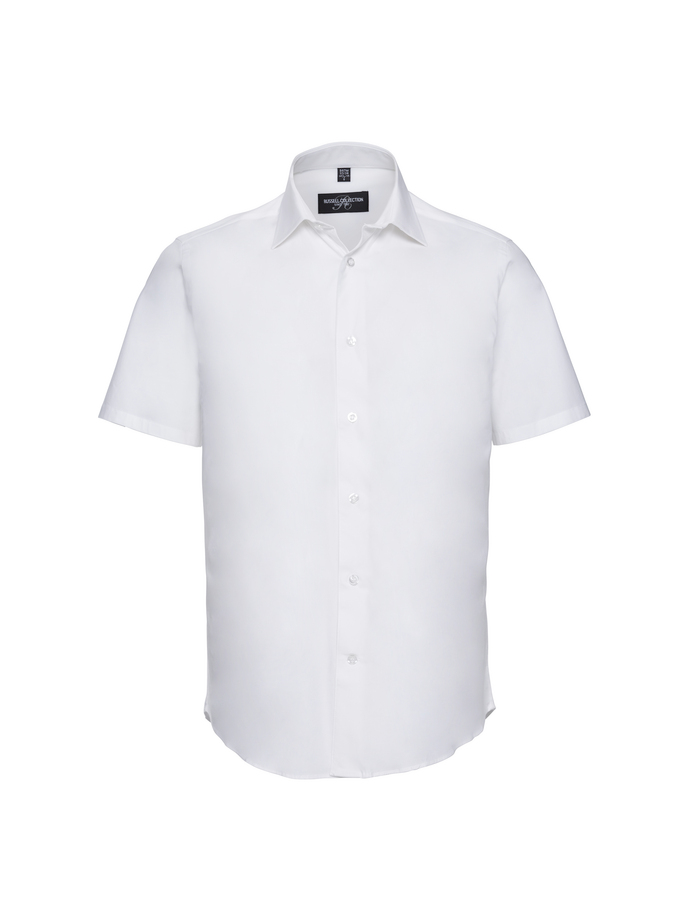 Körperbetontes Stretch Hemd -⁠ Kurzarm Russell Collection® White 4XL