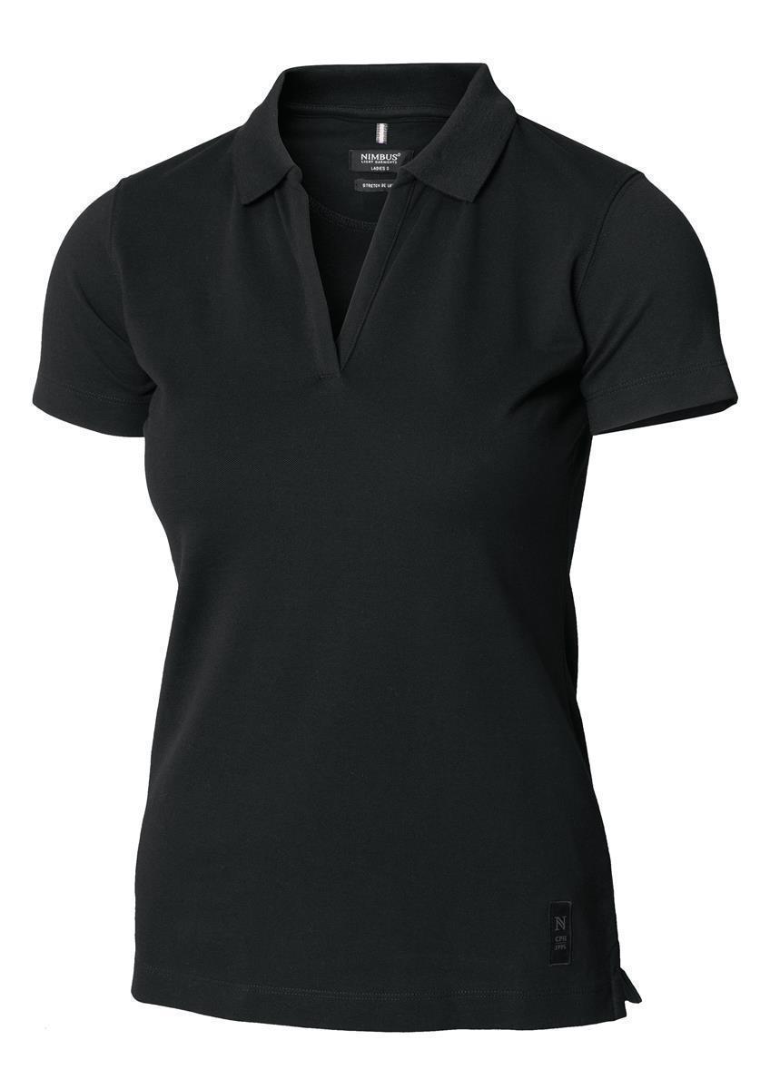 Damen V-Neck Bio-Baumwoll-Poloshirt Harvard 230 g/m² Nimbus® Black XS