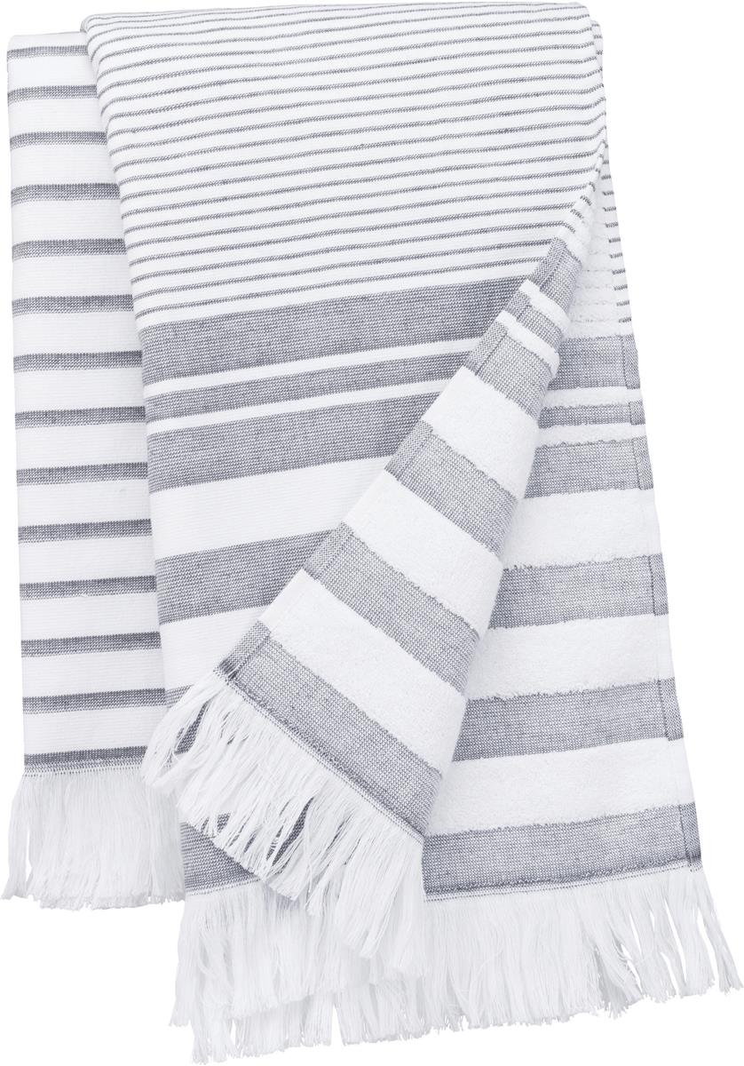 Fouta-Strand-Tuch 380 g/m² 100 cm x 180 cm Kariban® White-Smoke Stripe