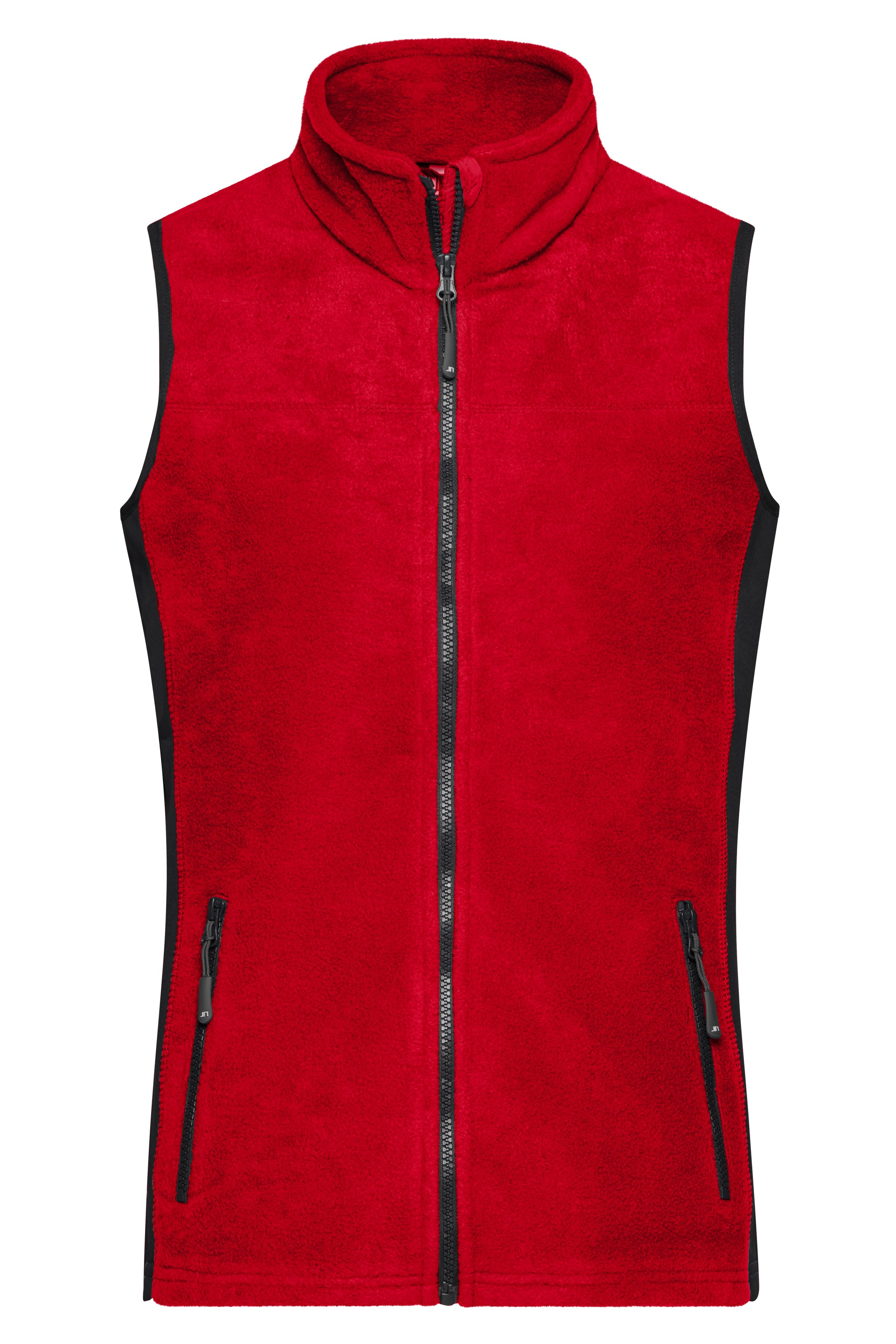 Damen Workwear Fleece Weste James & Nicholson® red/black XL