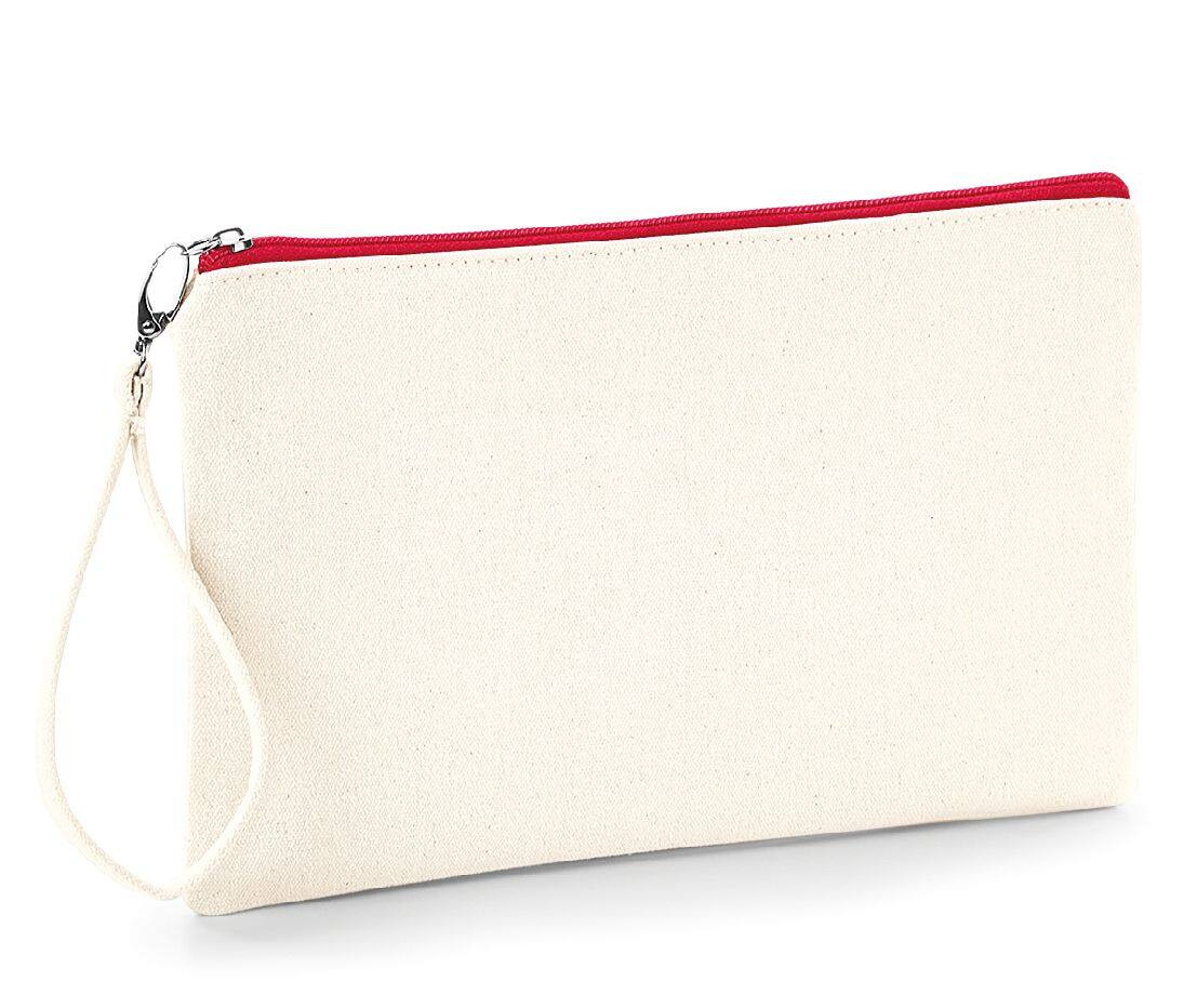 Cotton canvas cosmetic bag 26 x 17 cm Westford Mill® Natural / Red