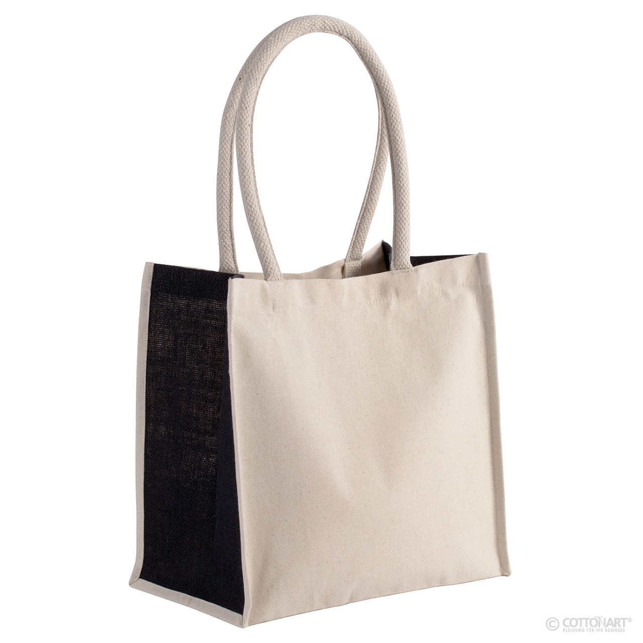 Cotton jute shopping bag 30 x 19 x 30 cm KiMood® Natural / Black