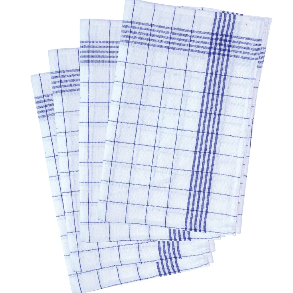 Tea towel half linen 10 pack 70g Karlowsky® white-blue