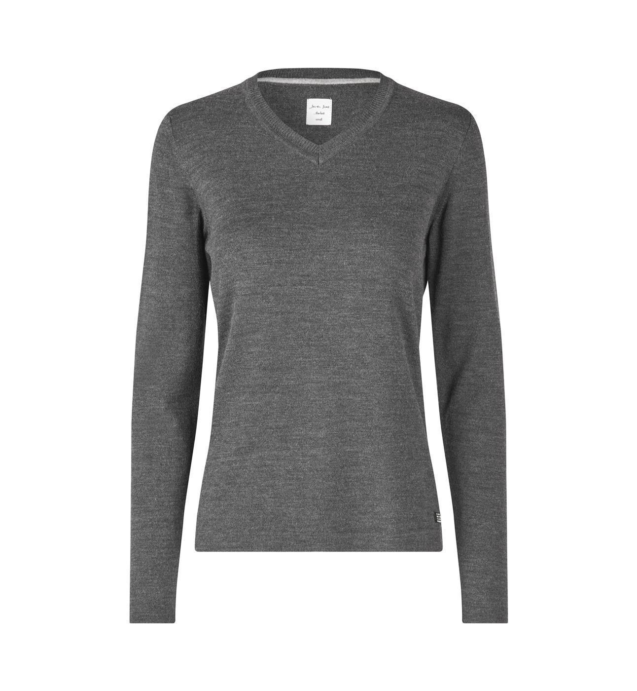 The knit | v-neck | Damen Seven Seas® Dunkelgrau meliert 3XL