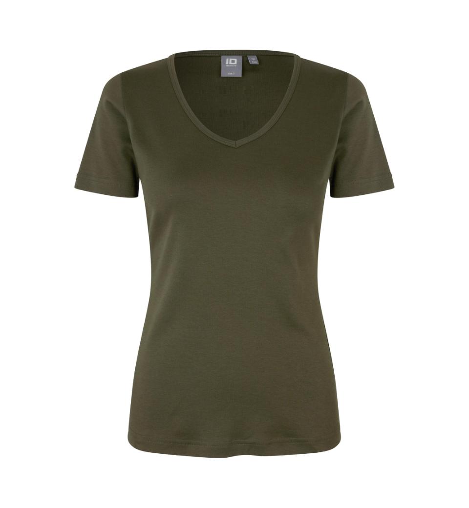 Damen Interlock T-Shirt | V-Ausschnitt | 220 g/m² ID Identity® Oliv 3XL