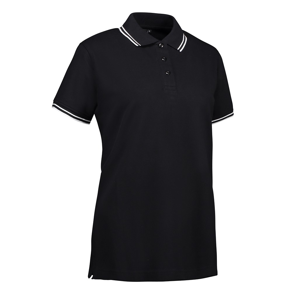 Ladies stretch polo shirt with contrast stripe 220 g/m² ID Identity® Black 4XL