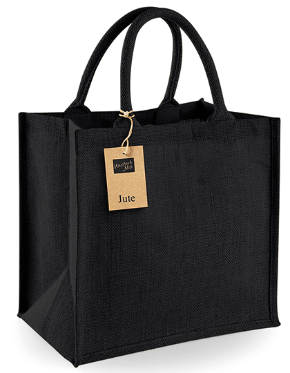 Jute Bag Midi Shopper 30 x 30 x 19 cm Westford Mill® Black/Black