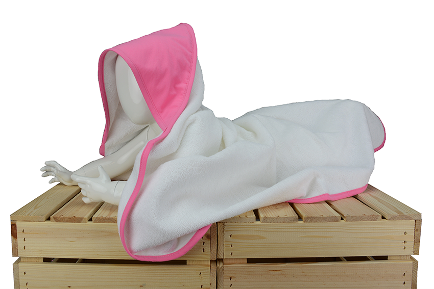 Baby-Handtuch mit Kapuze 75 x 75 cm A&R® White/Pink