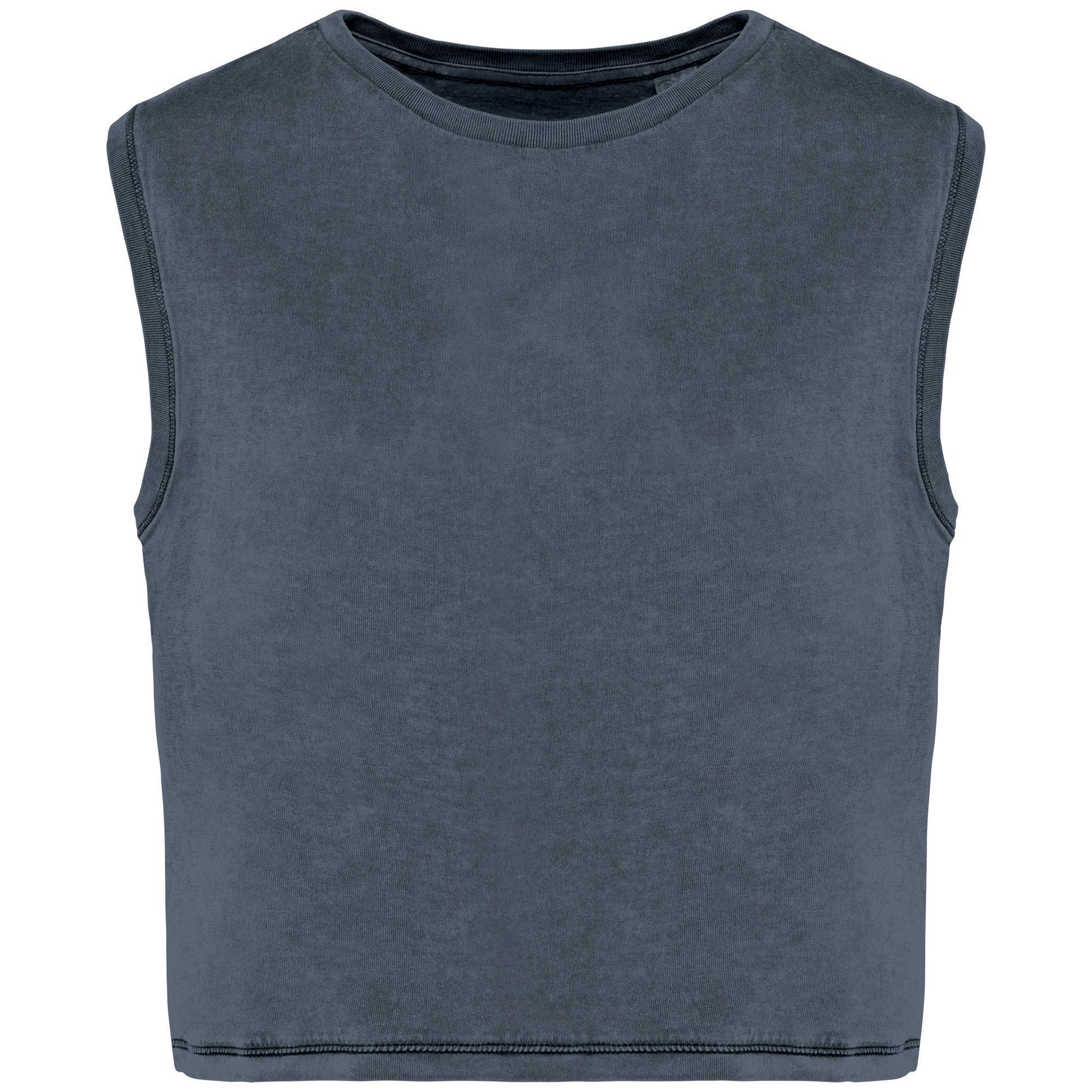 Ärmelloses Cropped Damen-Bio-T-Shirt 165 g/m² Native Spirit® Washed Mineral Grey L