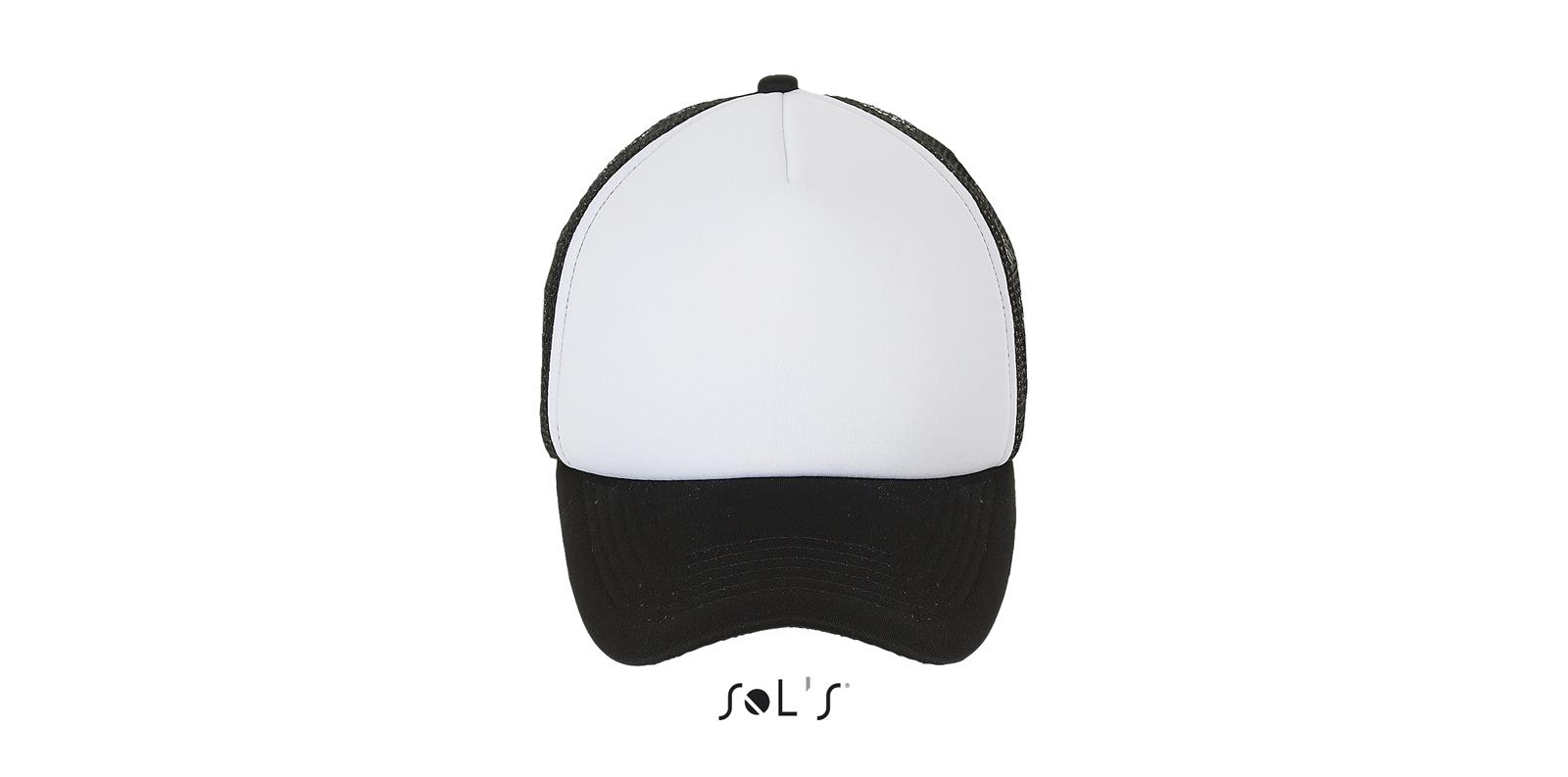 Unisex 5 Panel Mesh Cap NUR BEDRUCKBAR SOL´S® White / Black