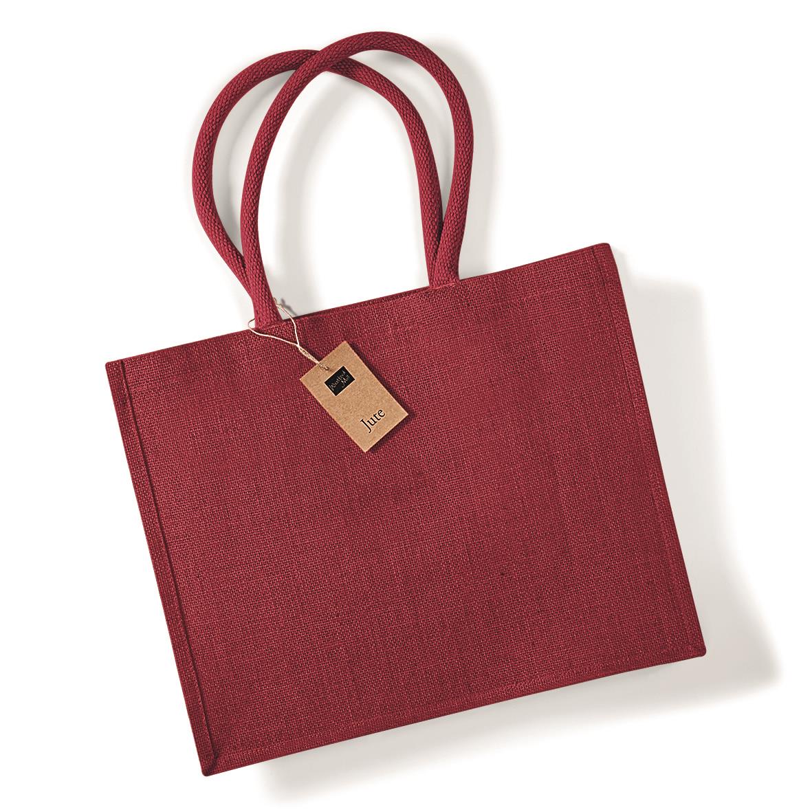 Jute bag Shopper 42 x 33 x 19 cm Westford Mill® Red/Red