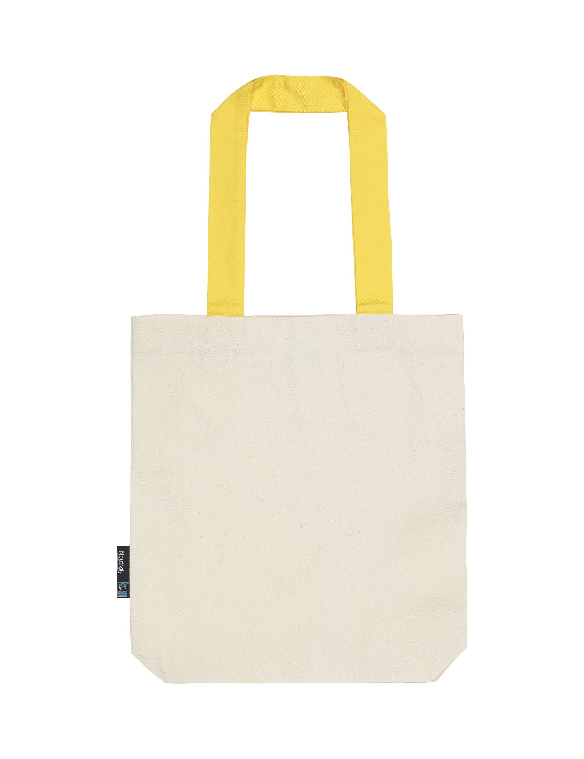 Organic Fairtrade Twill-Baumwolltasche kurze Henkel 38 x 42 cm Neutral® Nature/Yellow