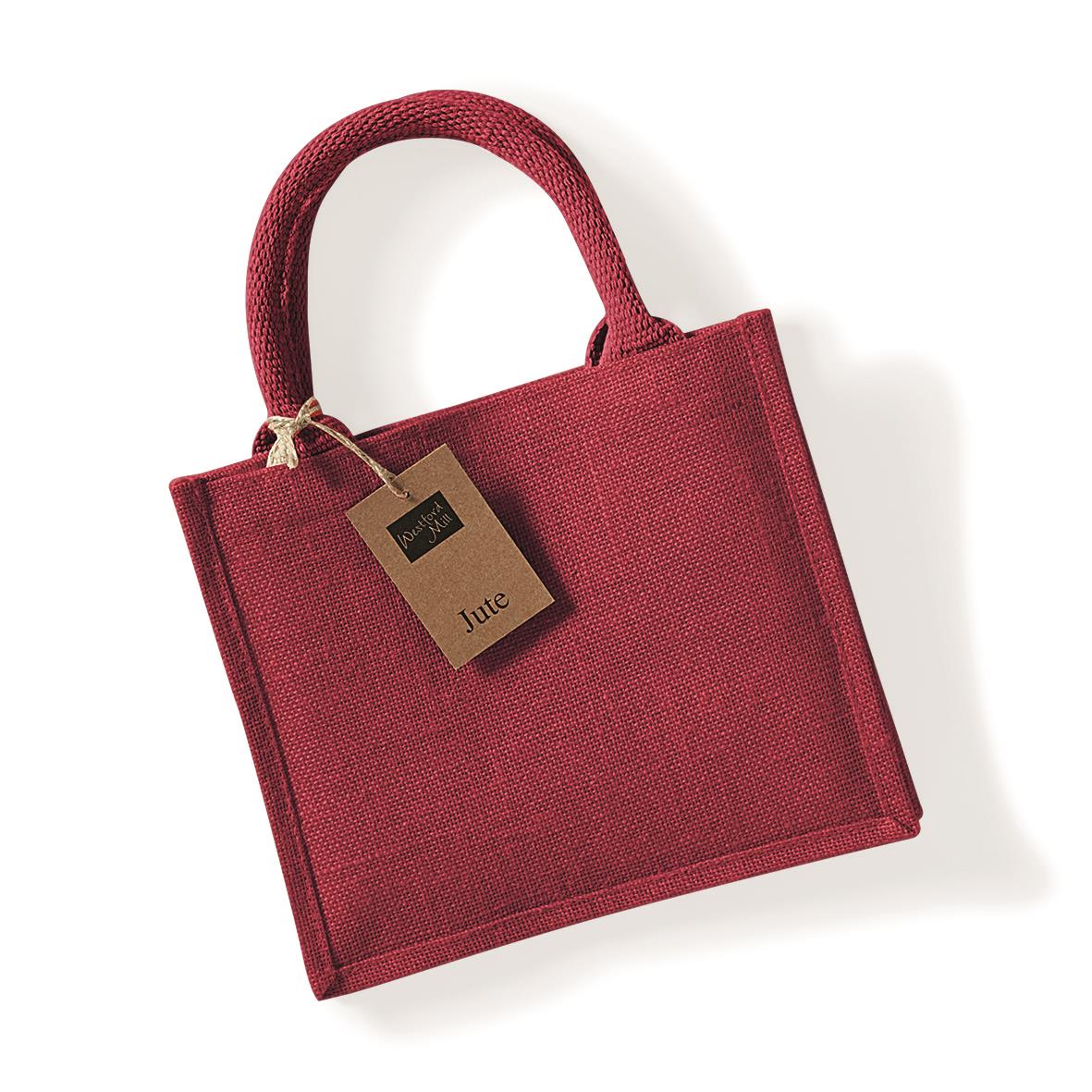 Mini Jutetasche Baumwoll-Tragegriff 26 x 22 x 14 cm Westford Mill® Red/Red