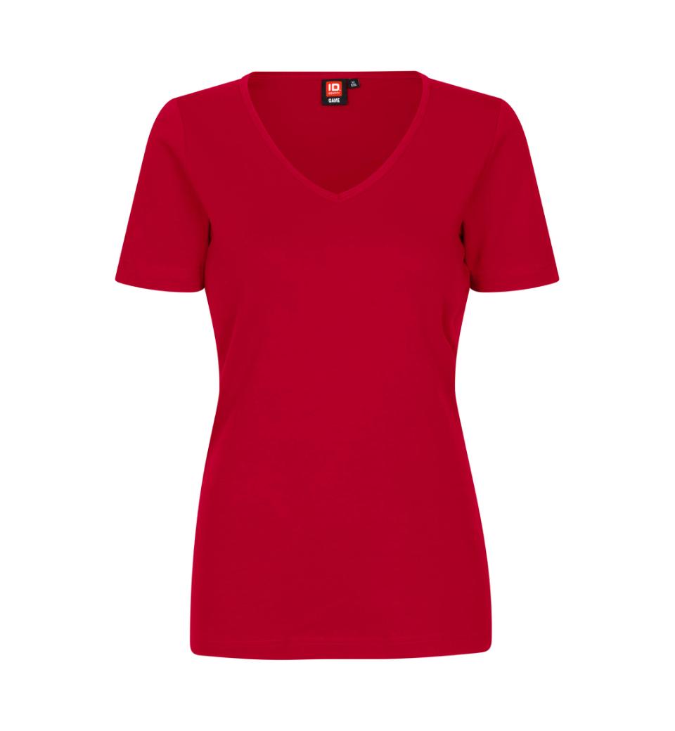 Ladies' interlock V-neck T-shirt 220 g/m² ID Identity® Red M