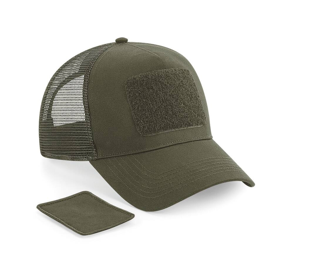 Snapback Truckercap mit abnehmbarem Patch Beechfield® Military Green