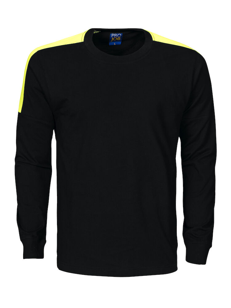 Hi-Vis-Workwear Kontrast-T-Shirt Langarm Projob® Schwarz-Gelb XS