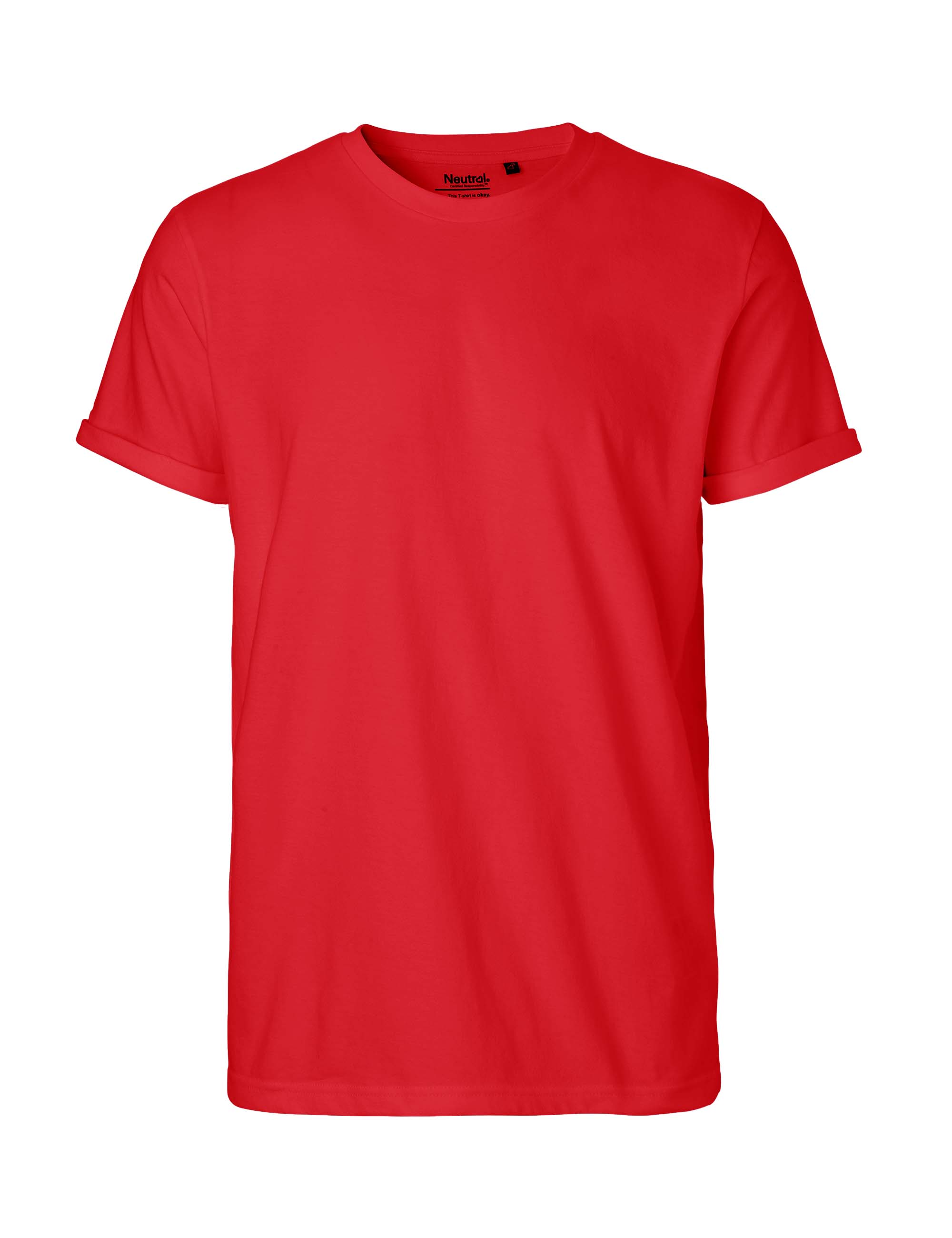 Organic Fairtrade Herren T-Shirt Roll Up Sleeve 155 g/m² Neutral® Red 3XL