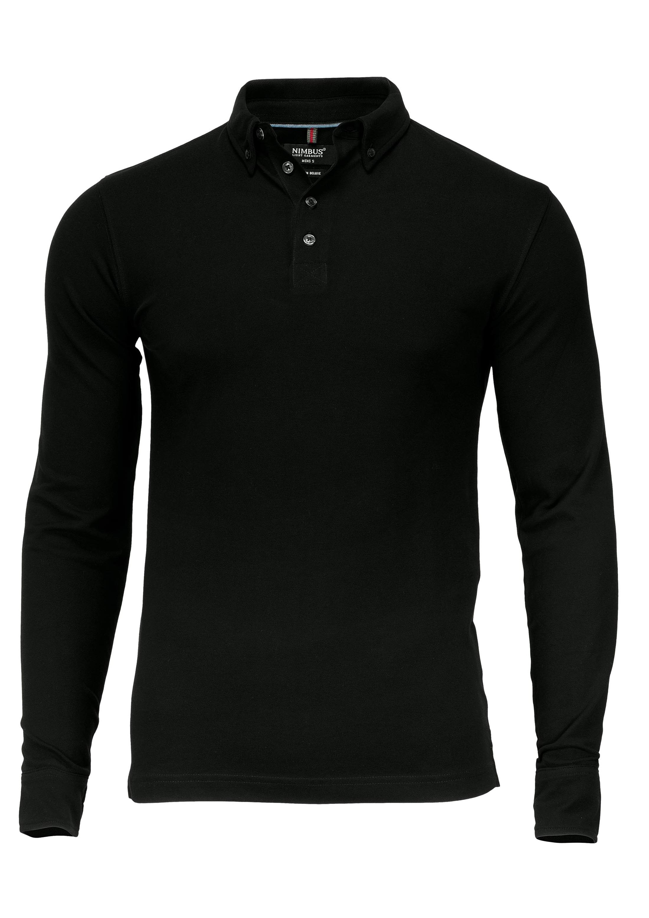 Men's organic cotton polo shirt long sleeve 230 g/m² Carlington Nimbus® Black S