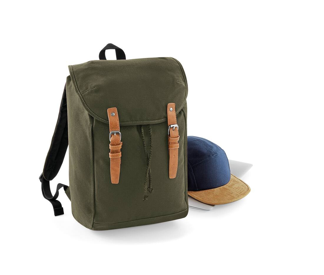 Vintage Rucksack mit Laptop-Fach Quadra® Military Green