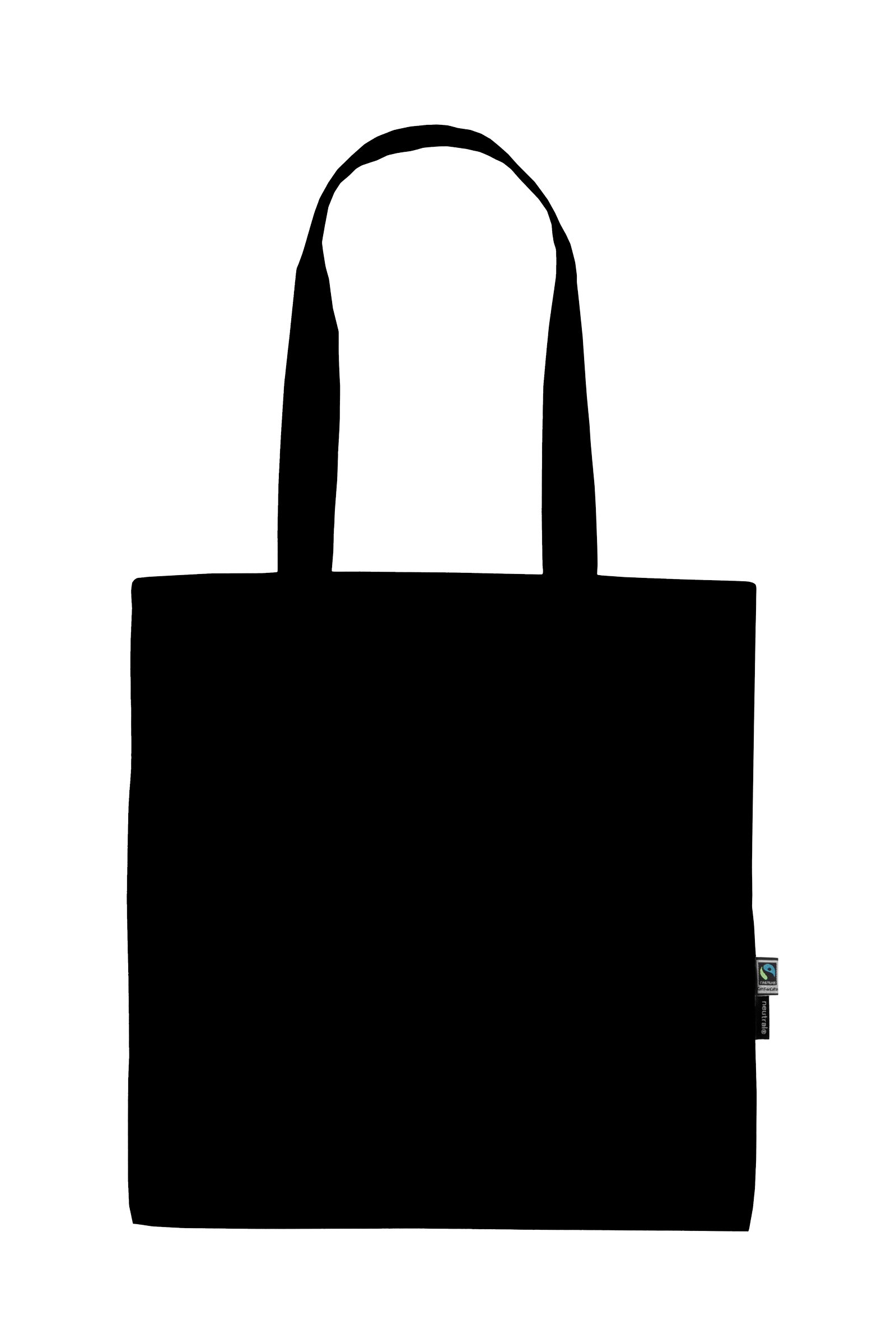 Organic Fairtrade Baumwolltasche lange Henkel 38 x 42 cm Neutral® Black