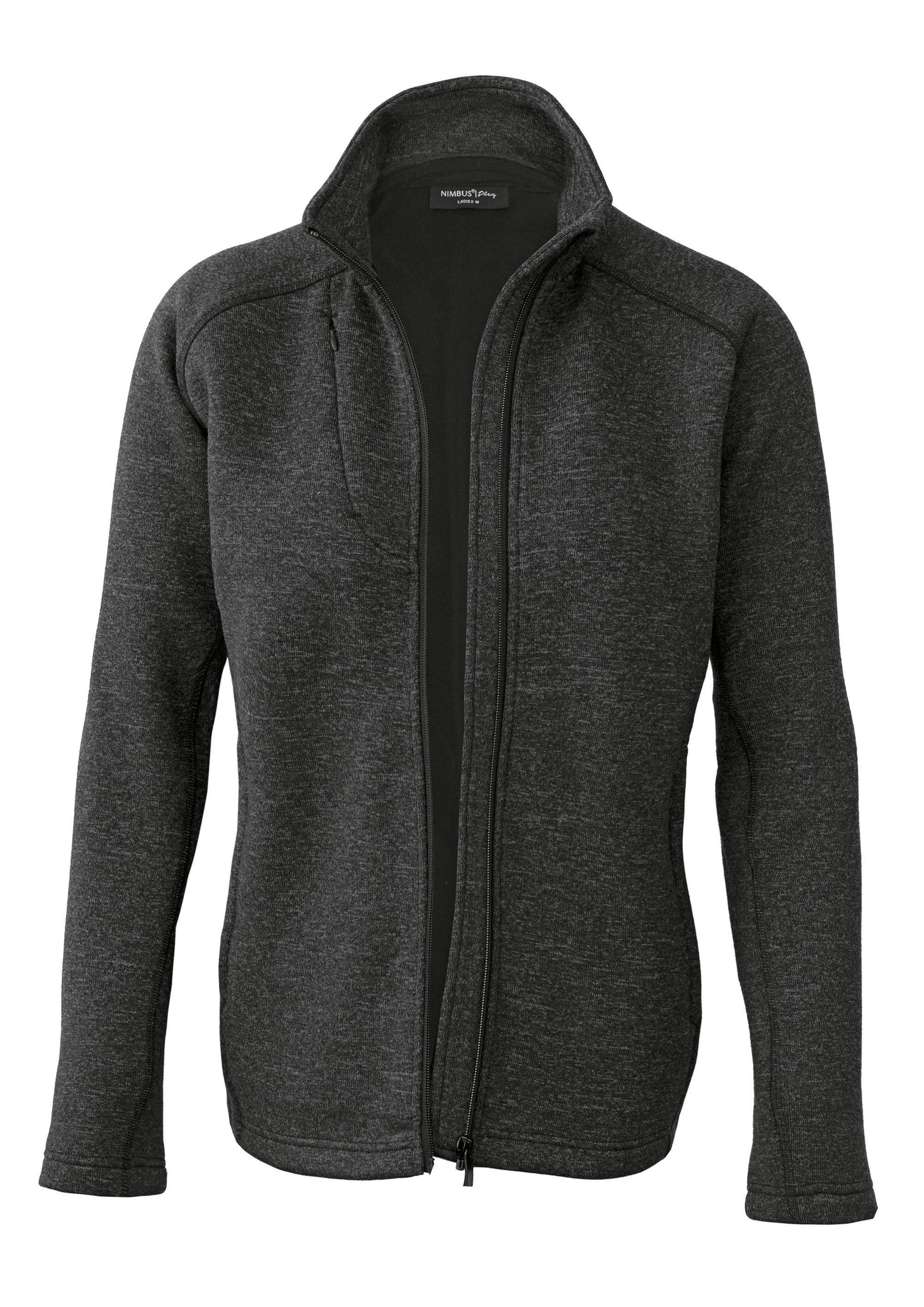 Ladies Knitted Fleece Jacket Montana Nimbus Play® Dark Grey Melange 3XL