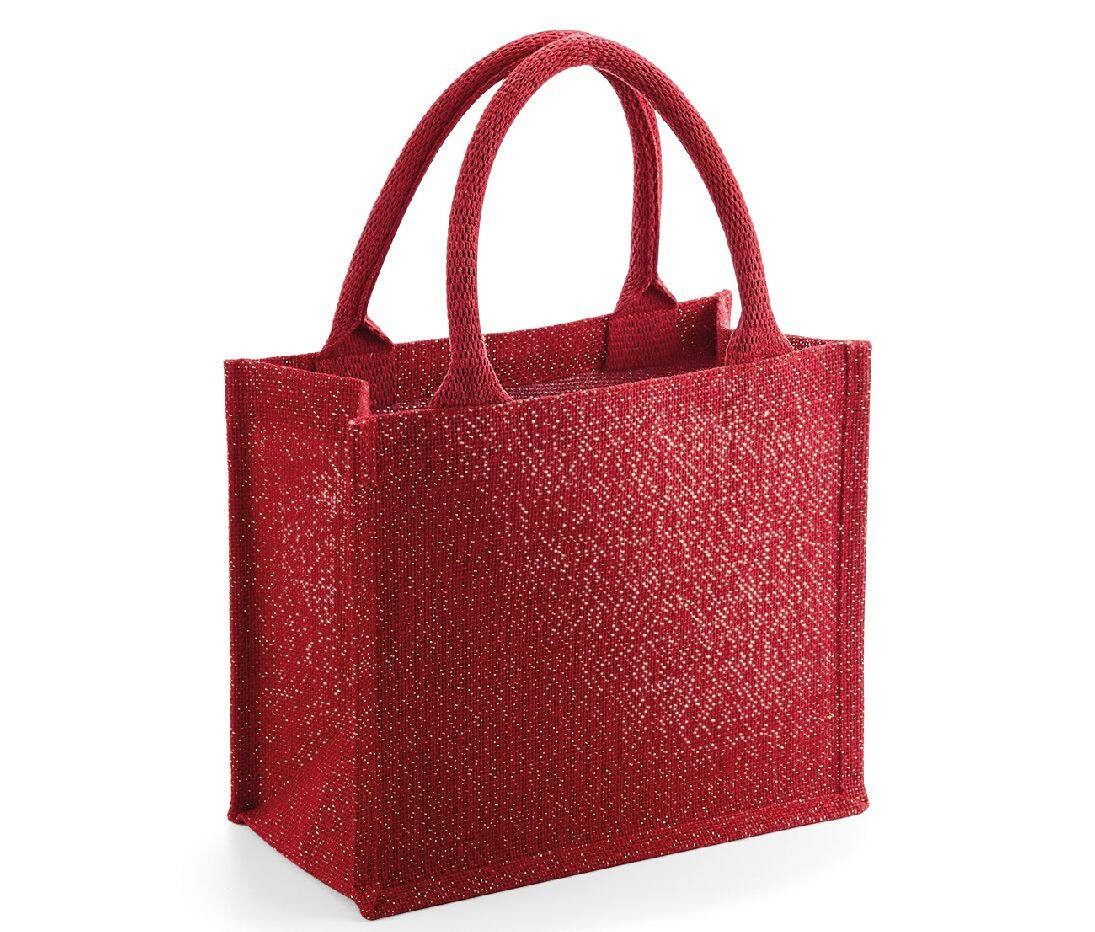 Glittering mini gift bag 26 x 22 x 14 cm Westford Mill® Red Gold