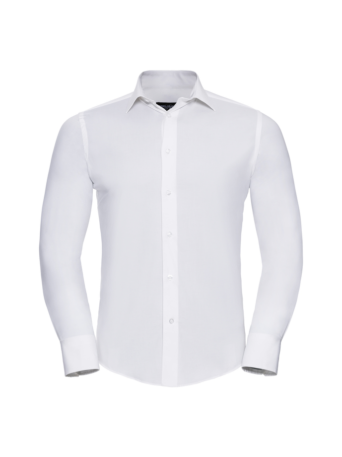 Körperbetontes Stretch Hemd - Langarm Russell Collection® White 4XL