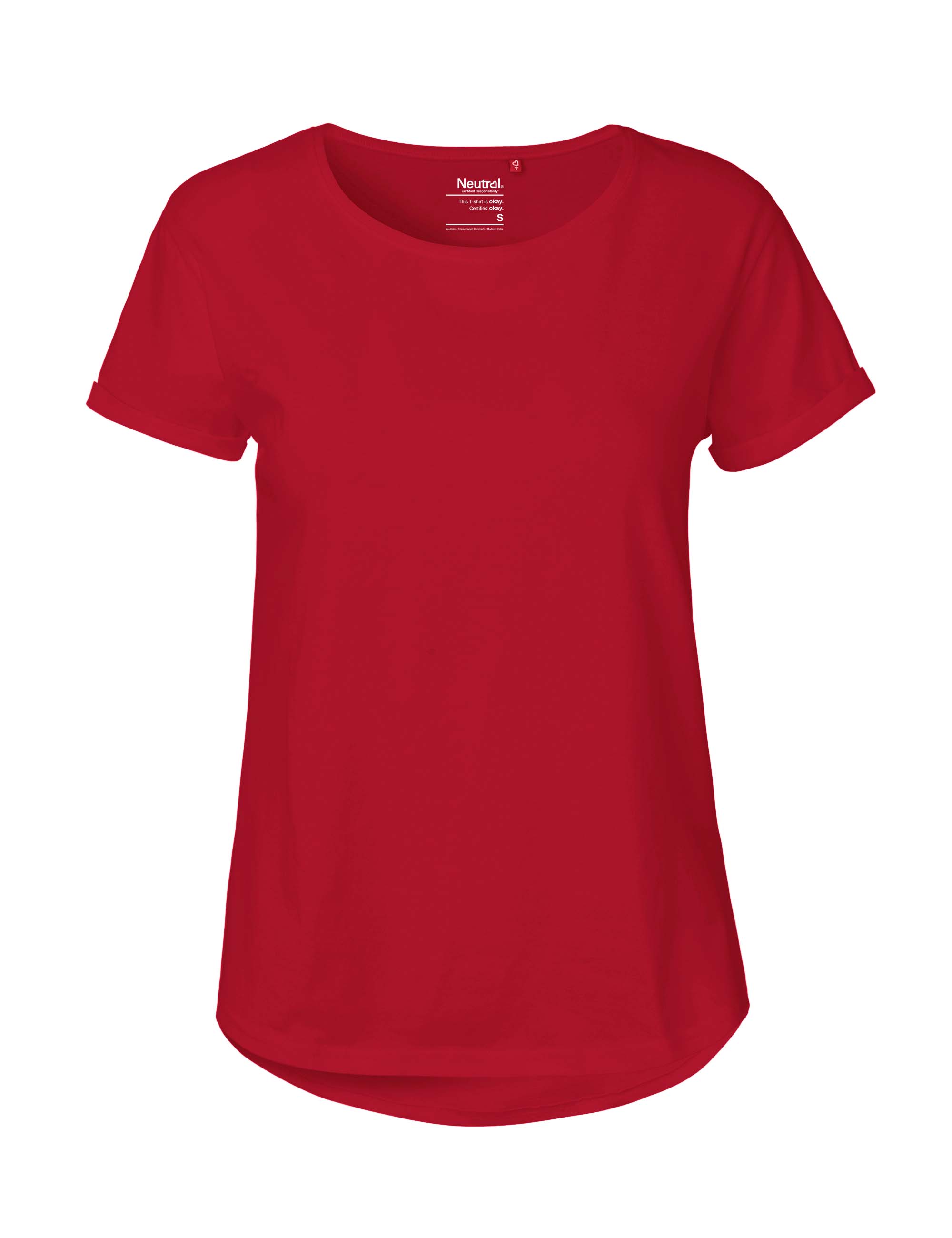 Organic Faritrade Roll Up Sleeve T-Shirt 155 g/m² Neutral® Red XXL