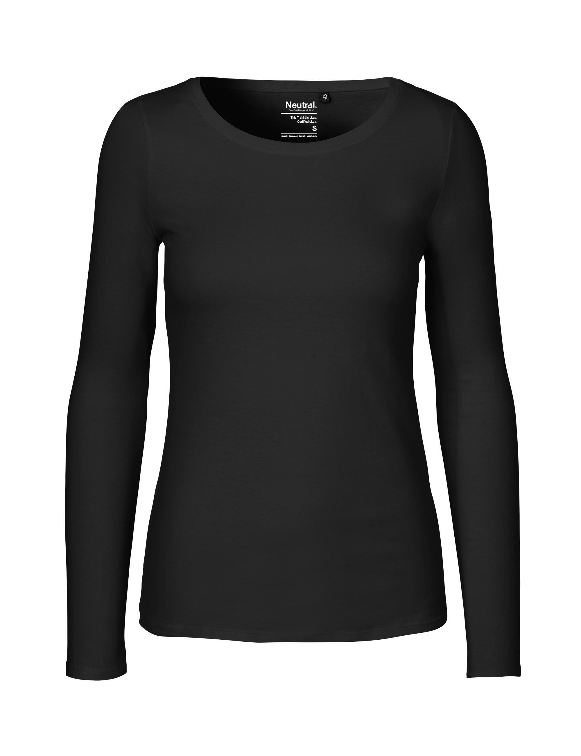 Fairtrade Bio-Baumwoll-Damen Langarm T-Shirt 155 g/m² Neutral® Black XXL