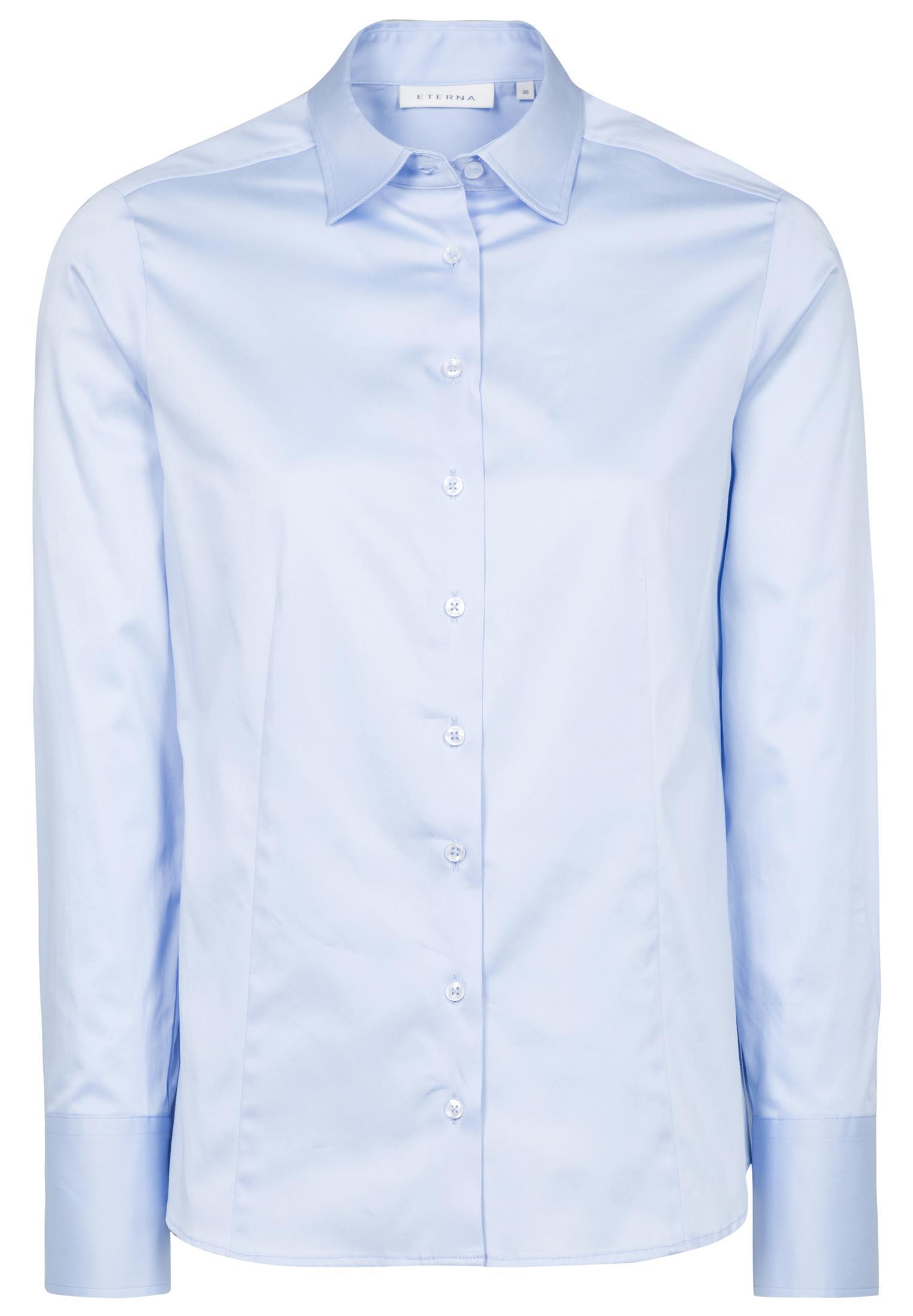 Satin Shirt Langarm Eterna® Hellblau Regular 62 cm Hemdkragen 48
