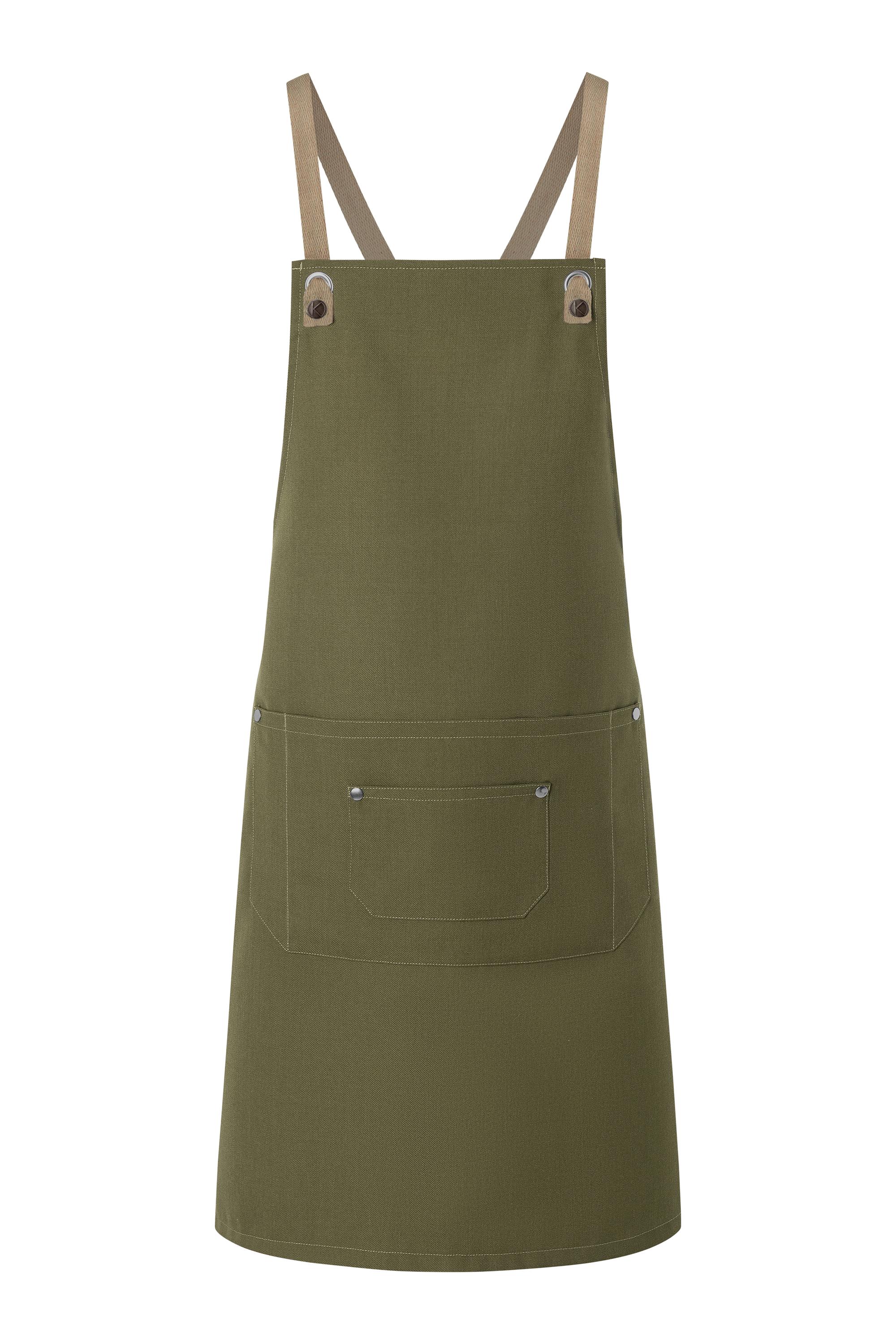 Bib apron URBAN-NATURE with cross ribbons 85 x 70 cm Karlowsky® Moss green