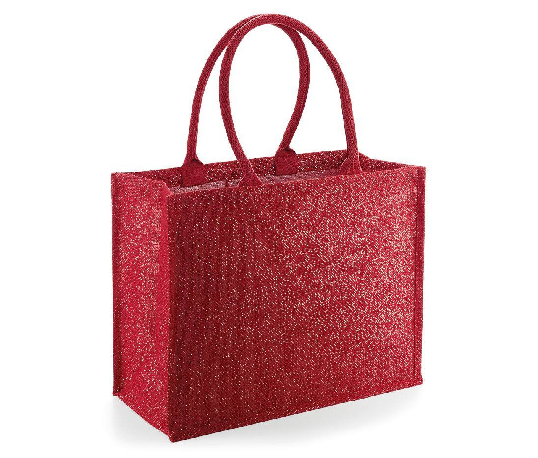 Glitzernde Einkaufstasche aus Jute 42 x 33 x 19 cm Westford Mill® Red Gold