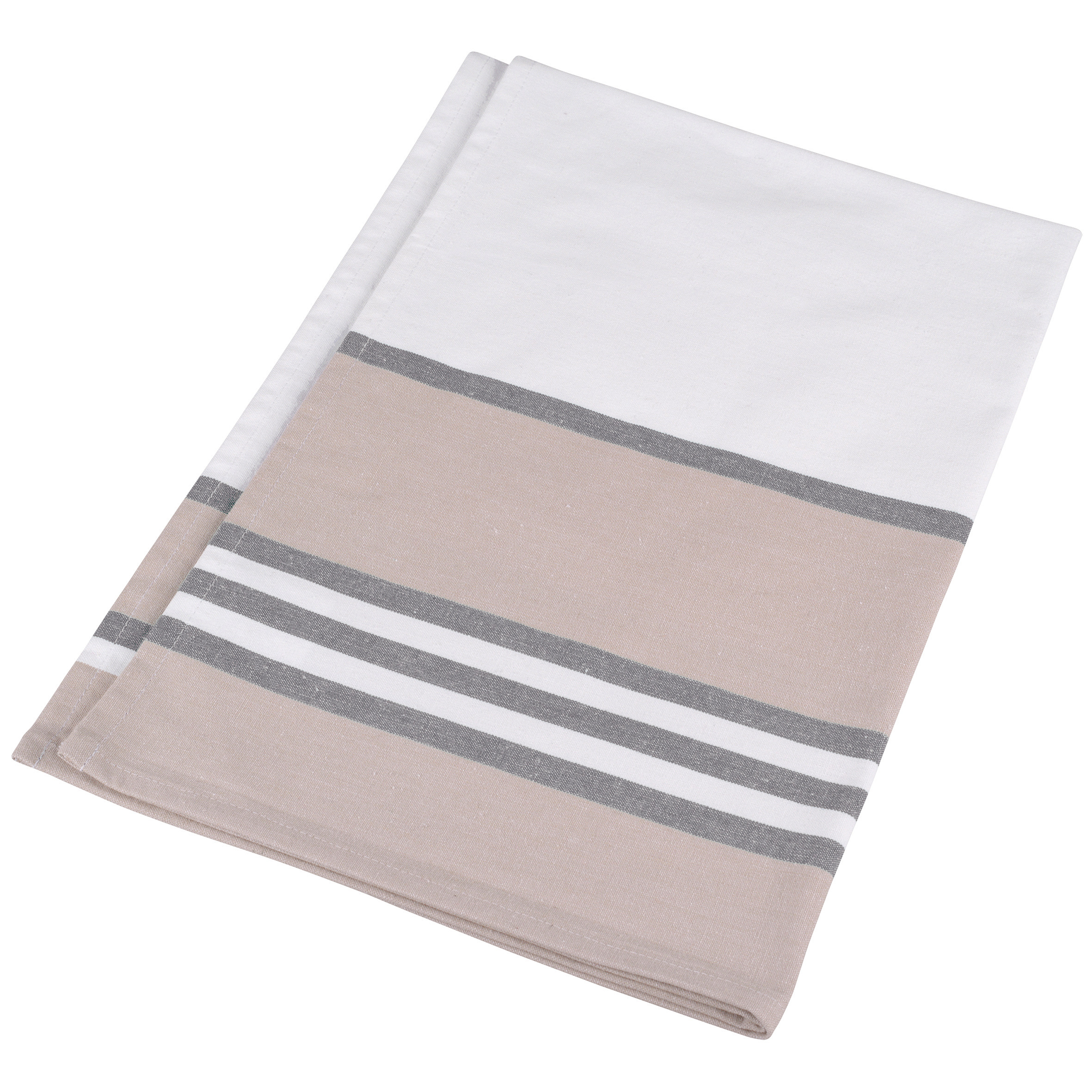 Tea towel striped White / Grey