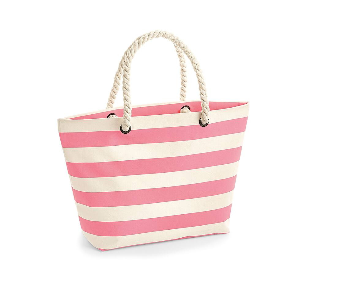 Canvas Nautical Strandtasche 36 x 35 x 18 cm Westford Mill® Natural / Pink