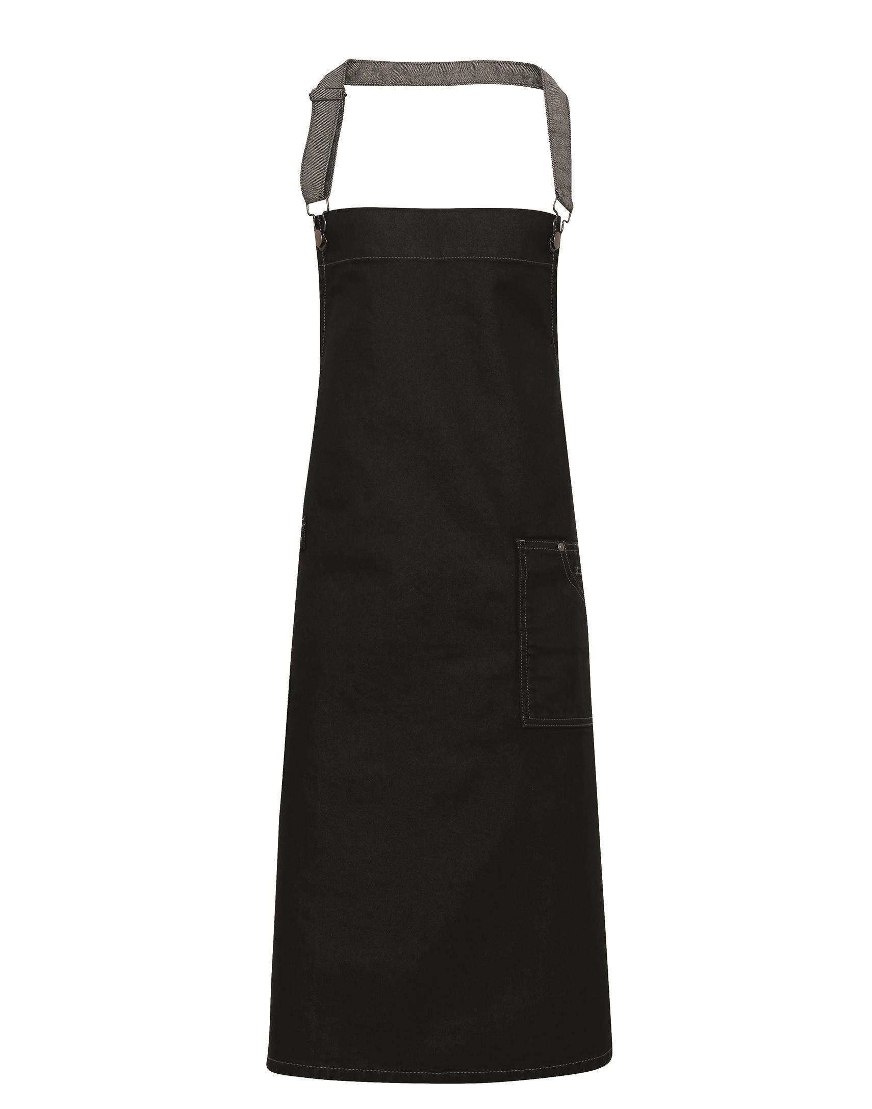 Denim bib apron \"District\" 72 x 86 cm Premier® Black Denim (approx. Pantone 433)