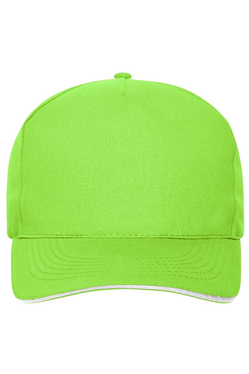 Bio-Baumwoll- 5 Panel Sandwich Cap Myrtle Beach® Lime Green / White