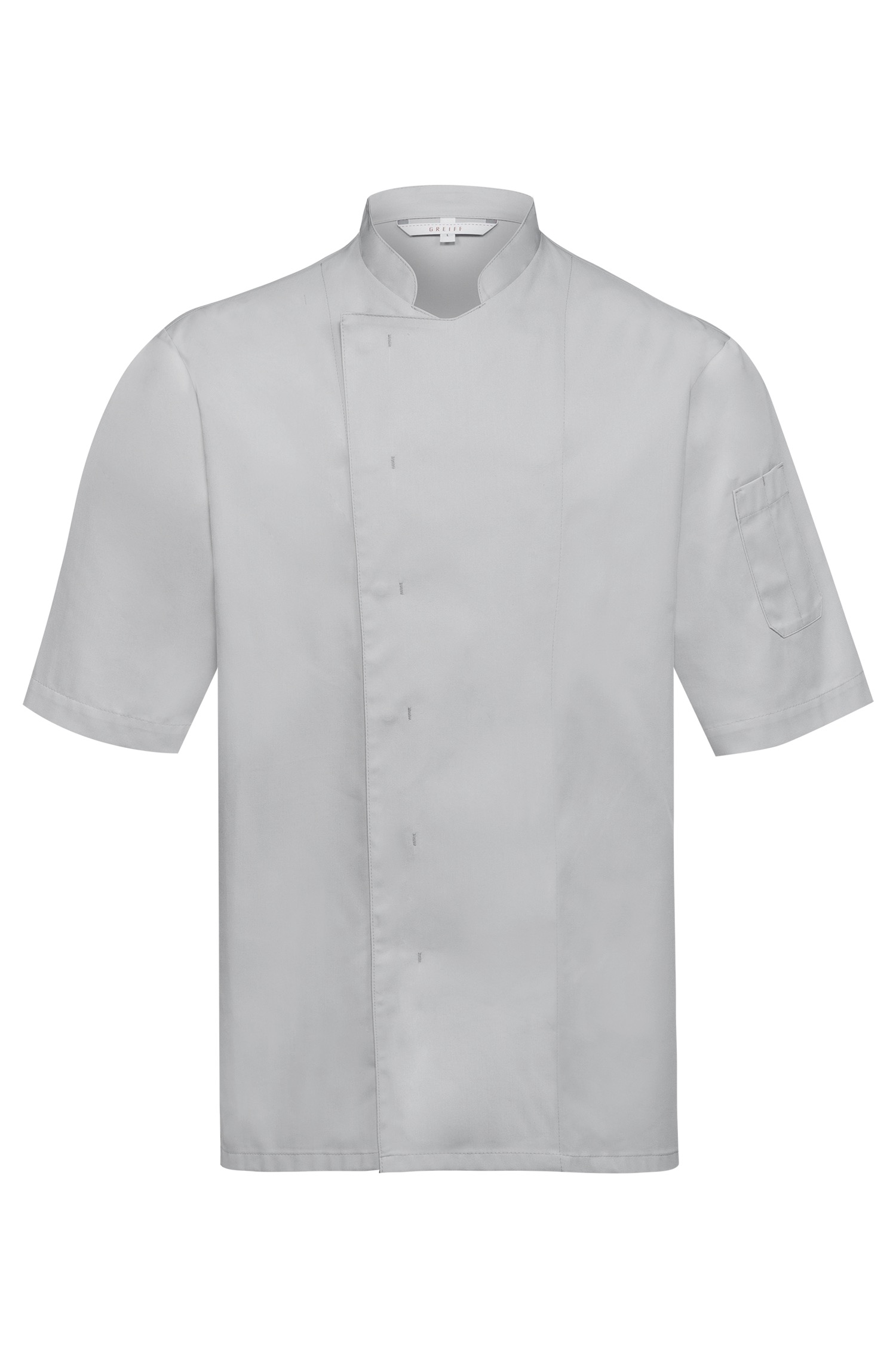 Men's chef's jacket short sleeve with concealed press studs Greiff® light gray 4XL