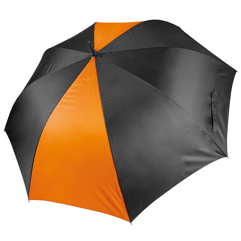Großer Golfschirm bedrucken lassen inkl. Logo KiMood® black / orange