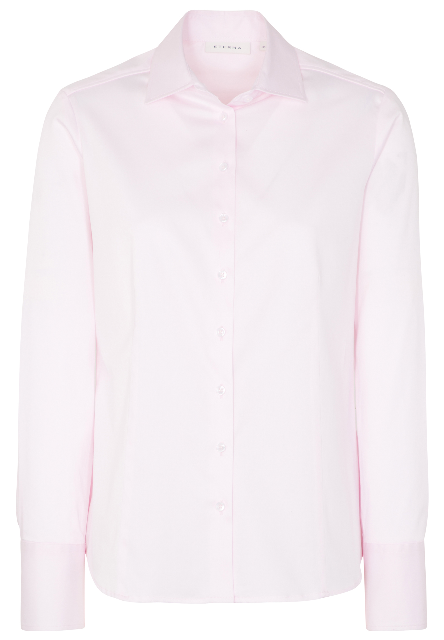 Satin Shirt Bluse Langarm Eterna® Rosa Regular 62 cm Hemdkragen 50