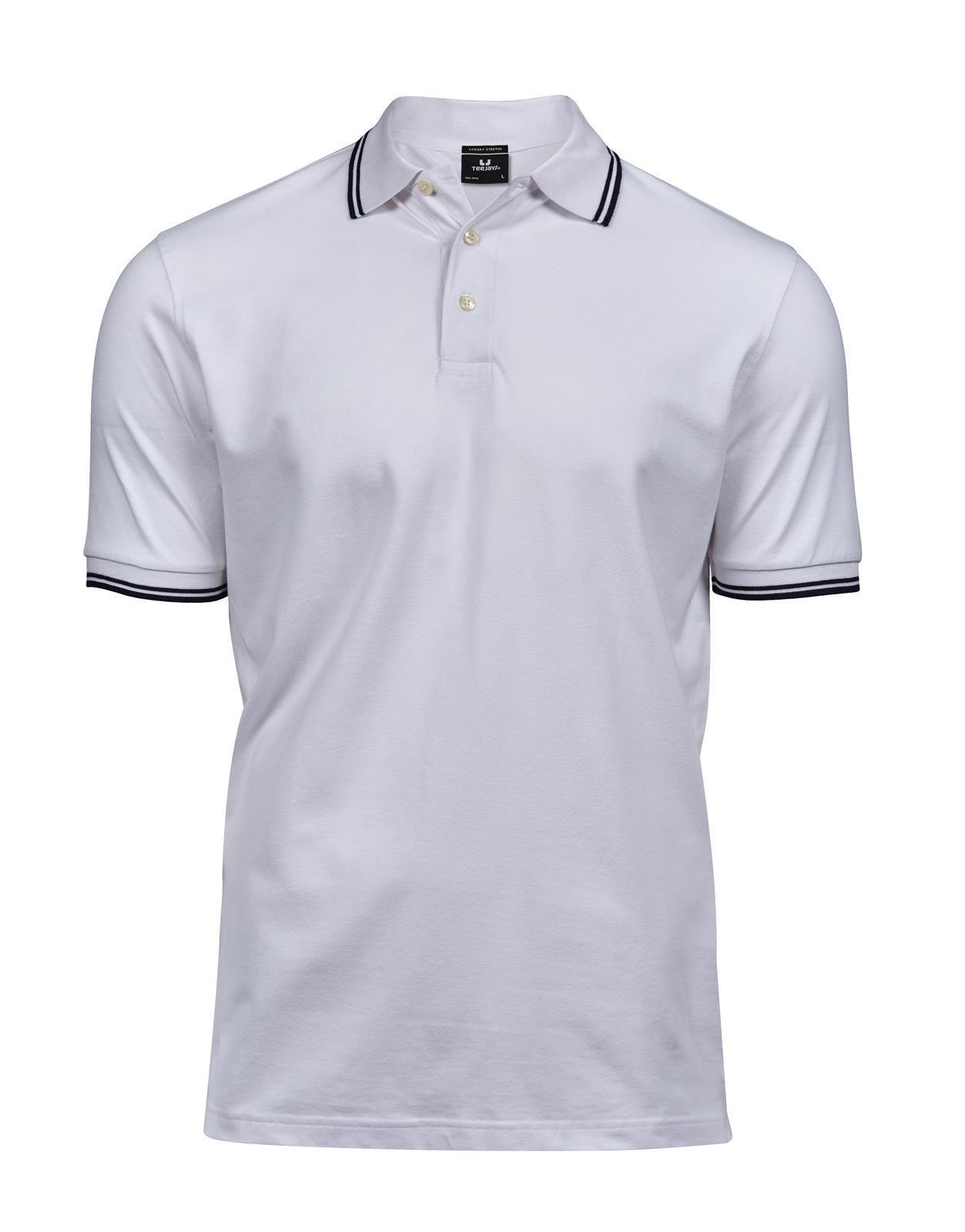 Luxury Stripe Stretch Polo Tee Jays® White/Navy 3XL