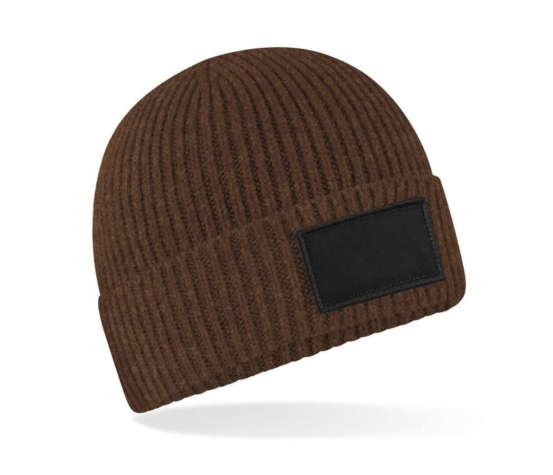 Fashion Patch Beanie Beechfield® Walnut / Black