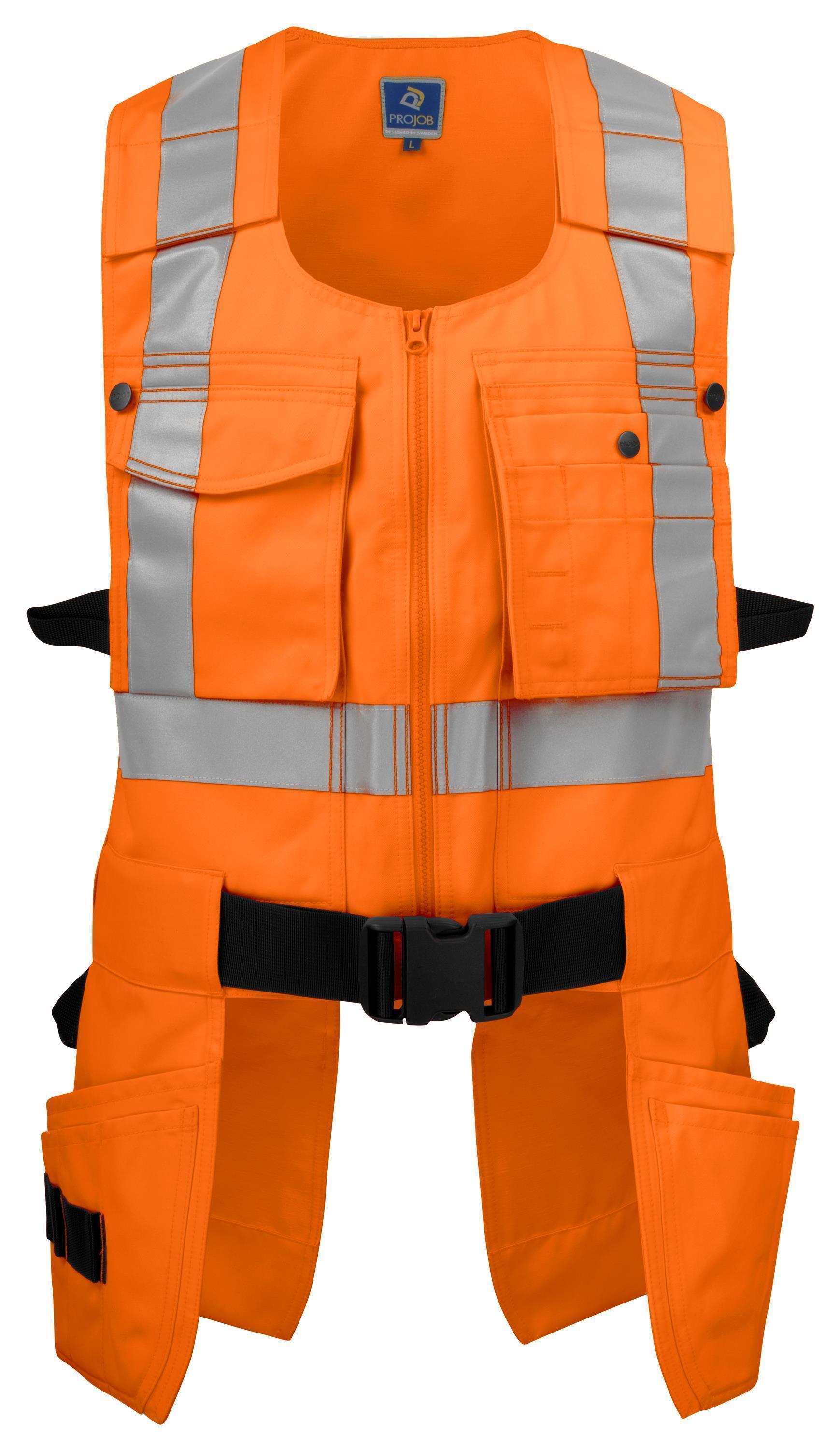 Warnschutz Sicherheitsweste mit Gürtel EN ISO 20471 Klasse 2 ProJob® orange (17) XXL