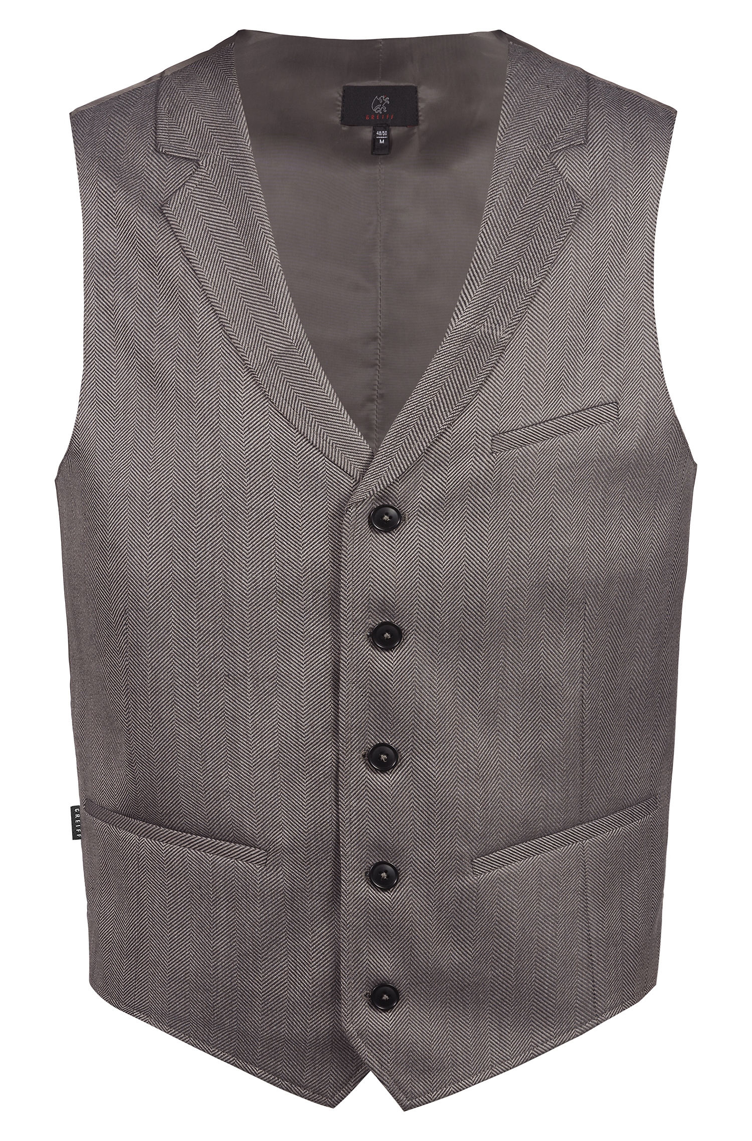 Herren Weste Regular Fit 1617 Greiff® Fischgrät Taupe M