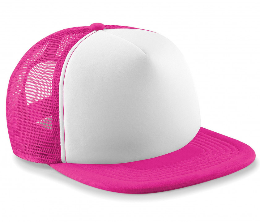 Kids Vintage Snapback Trucker Cap Beechfield® Fuchsia/White